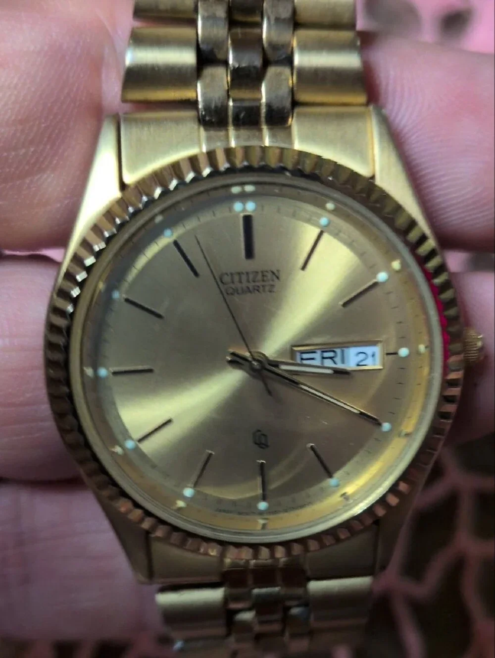 Vintage Citizen Gold-Tone Men's Bracelet Watch with Day-Date